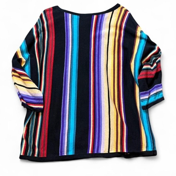 Chaps Multi Colored Striped Lightweight Linen Blend Sweater - Picture 3 of 8